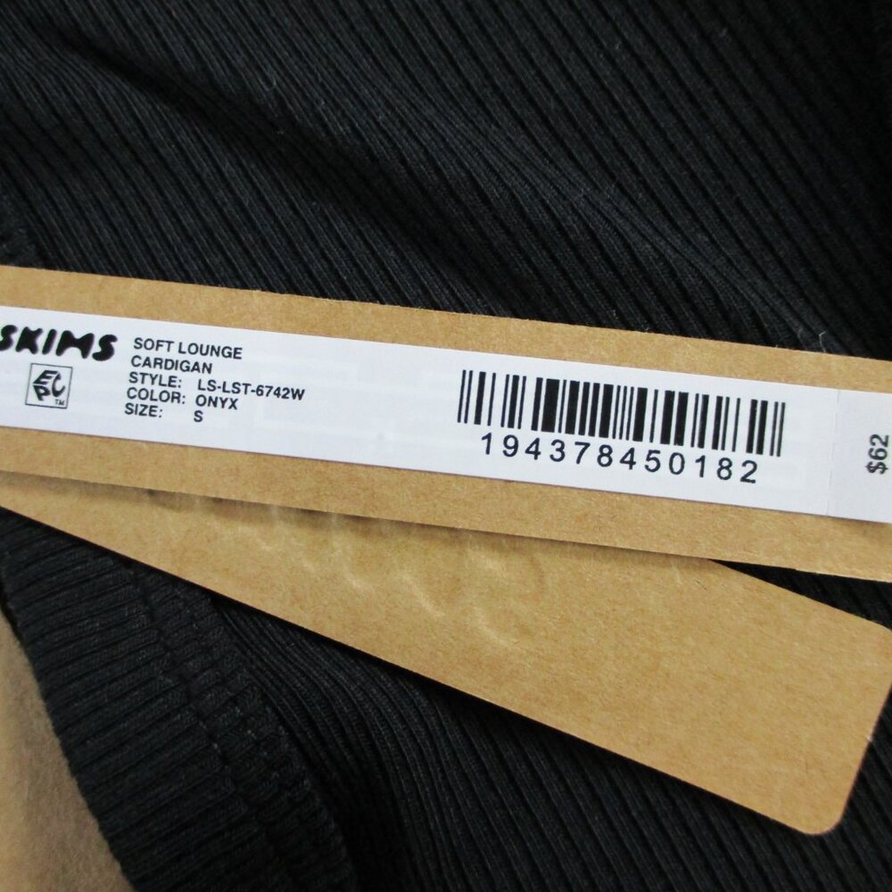 SKIMS Soft Lounge Cardigan Womens Small Onyx Black Button Front Long Sleeve NEW - Picture 4 of 9